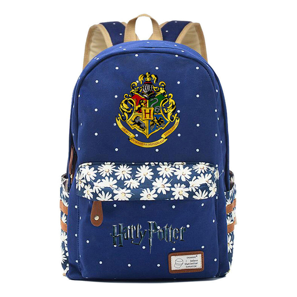 School Of Witchcraft And Wizardry Student Backpack With Floral Canvas Backpack
