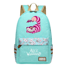 Anime Cartoon Cheshire Cat Print Student Backpack, Floral Casual Backpack