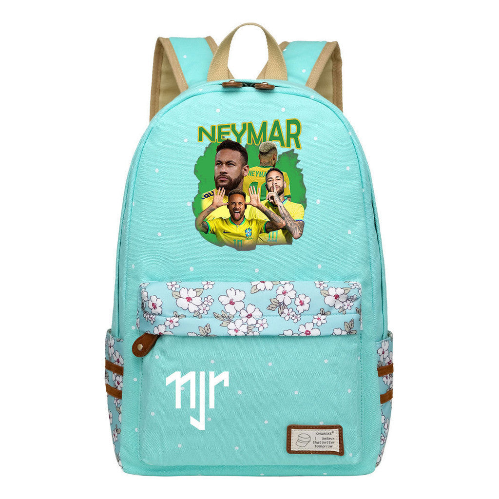 Football Star Neymar Printed Youth School Backpack For Primary And Secondary School Students, Fashionable And Casual Backpack