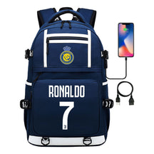 Football Star Cristiano Ronaldo Printed Usb Youth Student Backpack For Men And Women, Backpack For Leisure Travel