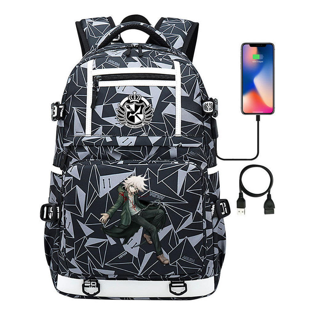 Cartoon Cartoon Printed Usb Youth Student Backpack Men's And Women's Backpack Leisure Travel Backpack