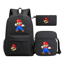 Super Mario Printed Student Backpack Three Piece Set For Men And Women's Backpack Set