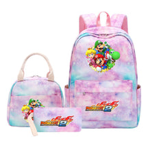Super Mario Student Girls School Bag Lunch Bag Three Piece Backpack Set