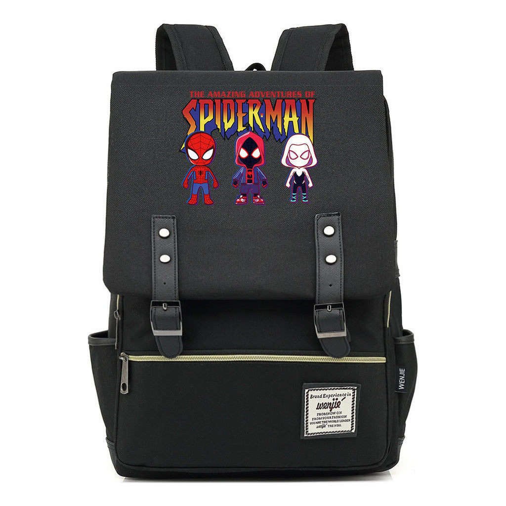 Superhero Print Youth Student Backpack For Men And Women, Casual Belt Buckle, Classic Backpack