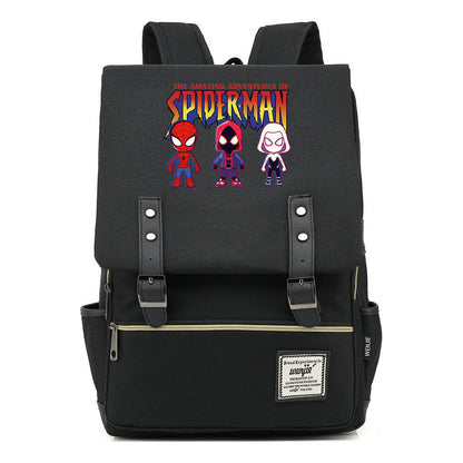 Superhero Print Youth Student Backpack For Men And Women, Casual Belt Buckle, Classic Backpack