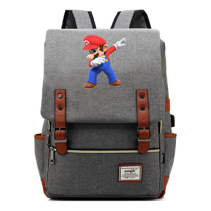 Game Super Mario Youth Student Backpack Usb Casual Backpack