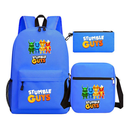 Printed Youth Student School Bag Three Piece Set Men's And Women's Shoulder Set Backpack