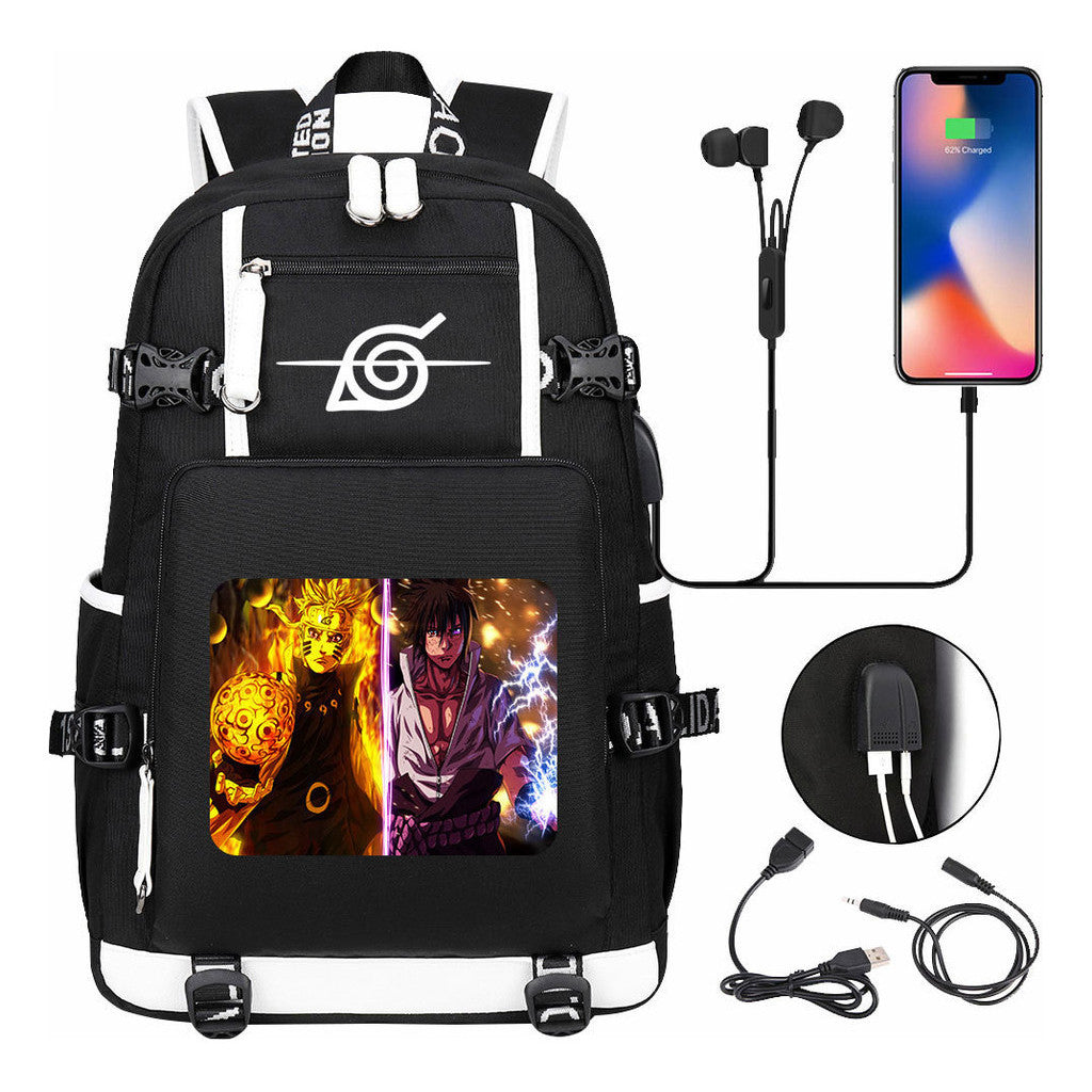 Naruto Usb Large Capacity Youth Student Backpack For Men And Women's Leisure Travel Backpack