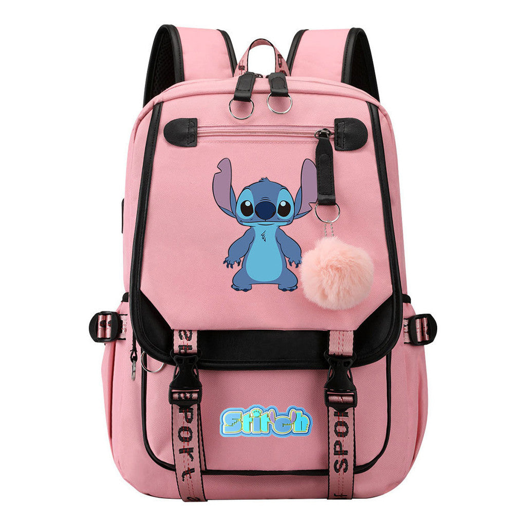 Usb Youth Backpack With Casual Woven Strap Flap Backpack