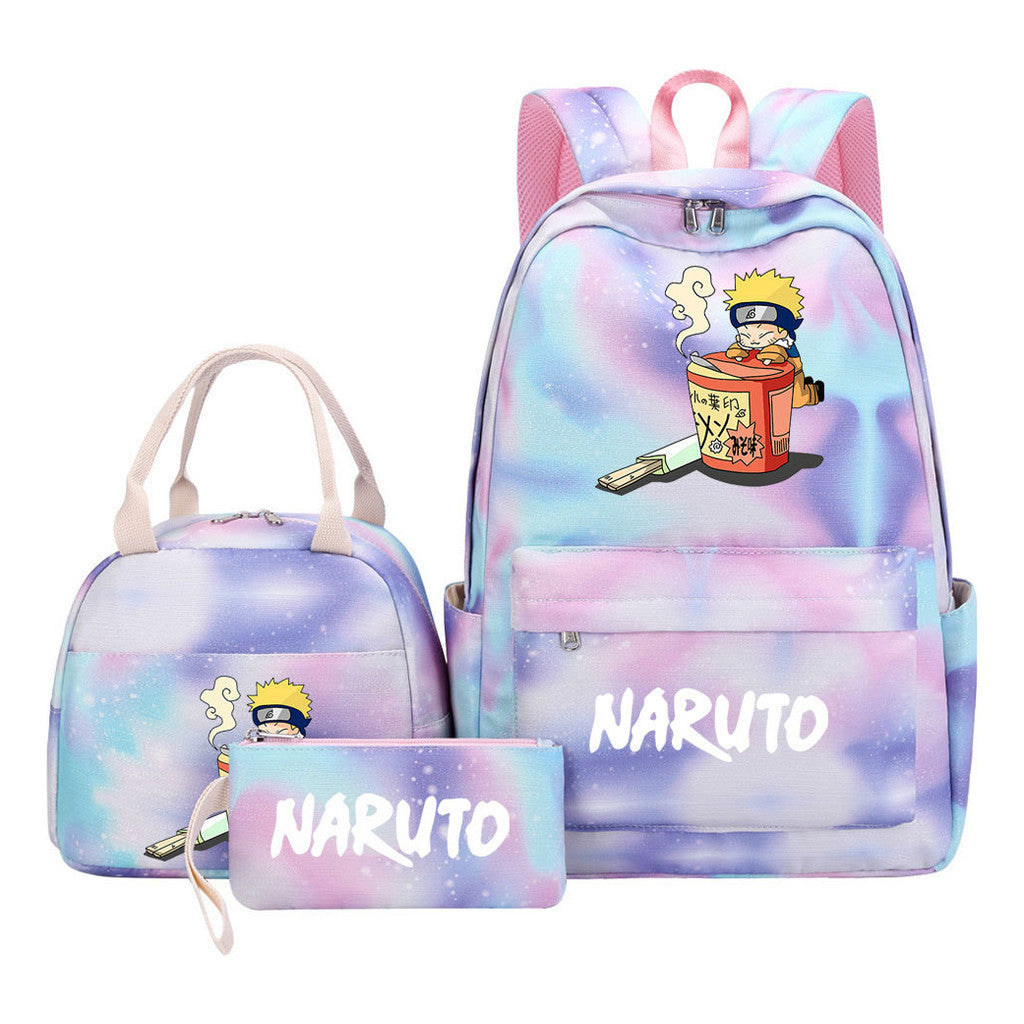 Naruto Teenage Girls School Bag Lunch Bag Three Piece Backpack Set