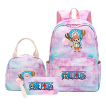 Cartoon Pirate King  Student Girl Backpack Lunch Bag Three Piece Set Backpack
