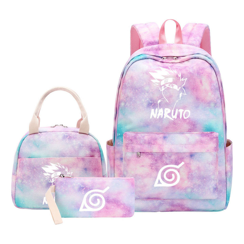 Naruto Teenage Student Girls School Bag Lunch Bag Three Piece Set Backpack Set