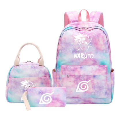 Naruto Teenage Student Girls School Bag Lunch Bag Three Piece Set Backpack Set