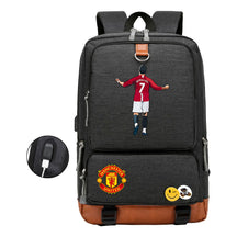 Football Star Cristiano Ronaldo Printed Usb Youth Student Backpack For Leisure Travel Backpack