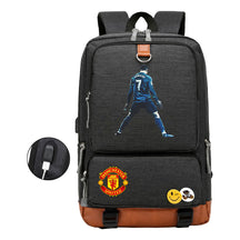 Football Star Cristiano Ronaldo Printed Usb Youth Student Backpack For Leisure Travel Backpack