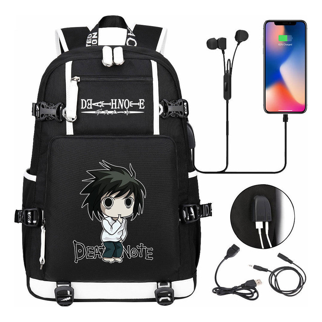 Death Note Usb Large Capacity Youth Student Backpack Men's And Women's Leisure Travel Backpack