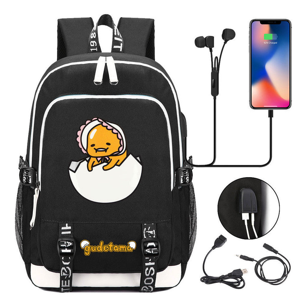 Comic Egg Yolk Lazy Egg Teenage Student Backpack Usb Boys And Girls Casual Backpack