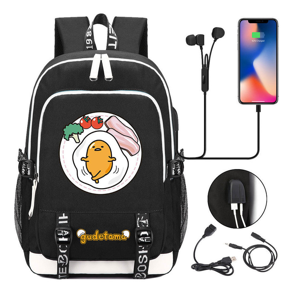 Comic Egg Yolk Lazy Egg Teenage Student Backpack Usb Boys And Girls Casual Backpack