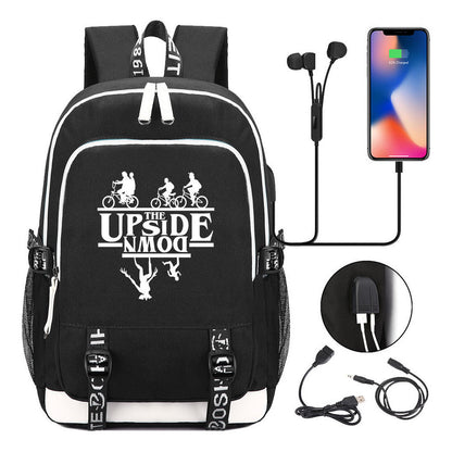 Strange Story Printed Usb Youth Student Backpack For Leisure Travel Backpack