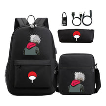 Naruto Usb Password Lock Youth Student Backpack Three Piece Set Backpack Set