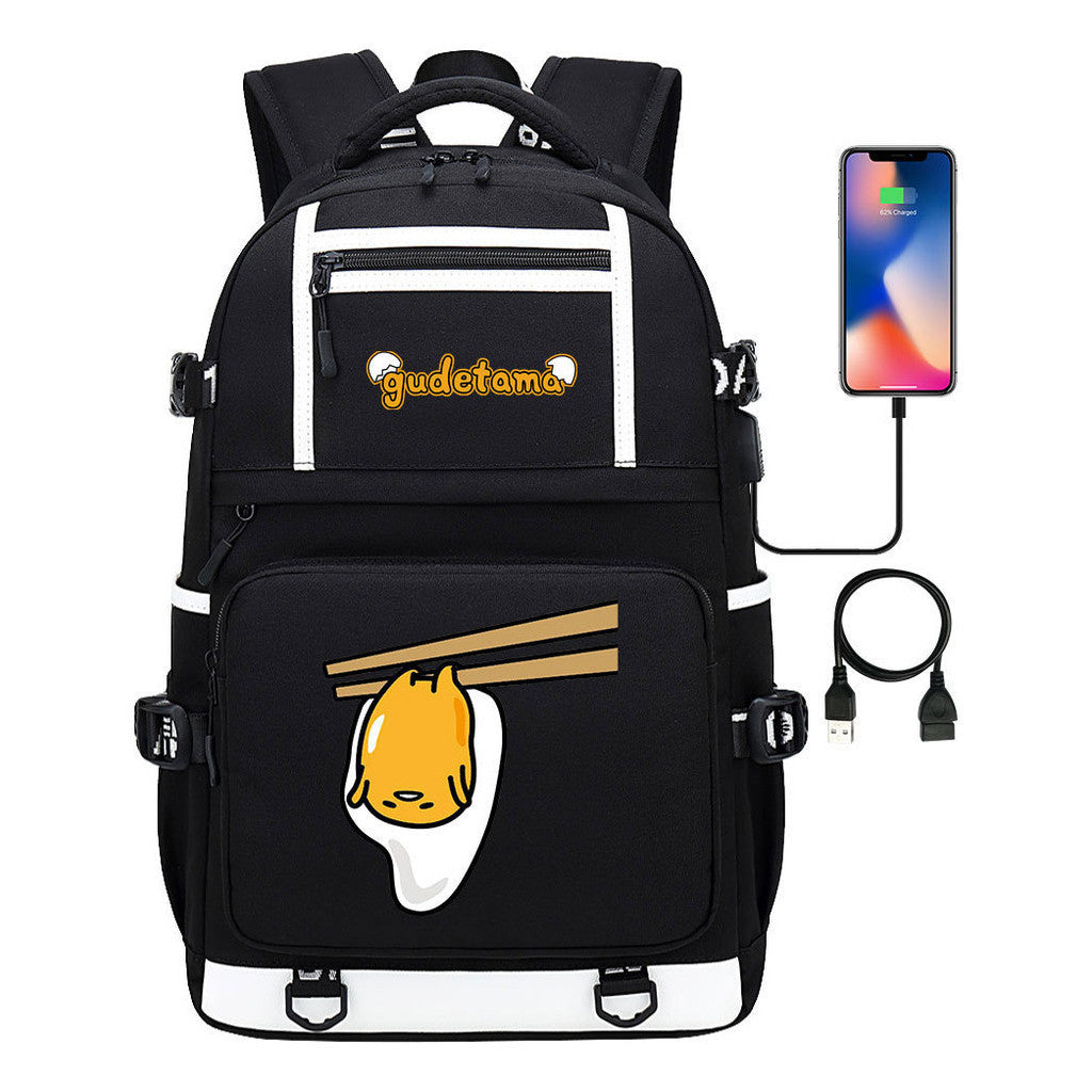 Cartoon Cartoon Lazy Egg Usb Student Backpack Backpack Leisure Travel Bag