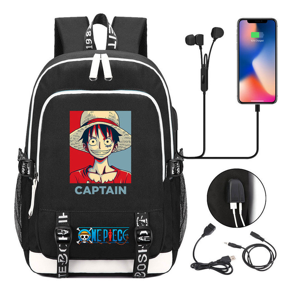 Anime Pirate Wang Lufei Youth Student School Bag Usb Men's And Women's Leisure Backpack