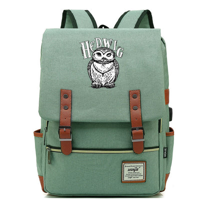 School Of Witchcraft And Wizardry Youth Student Backpack Usb Men's And Women's Leisure Belt Buckle Backpack