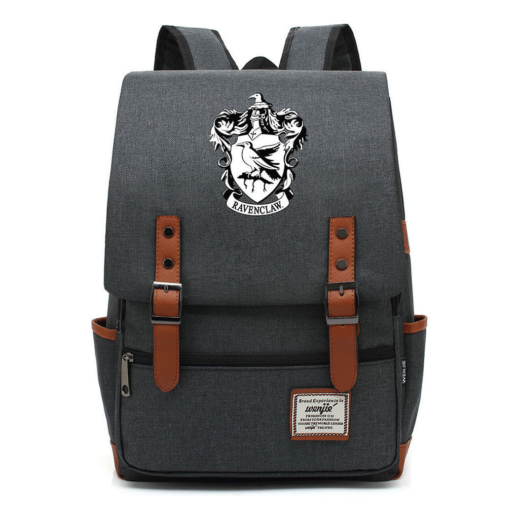 School Of Witchcraft And Wizardry Printed Youth School Bag Casual Belt Buckle Classic Backpack 38*27*12.5cm