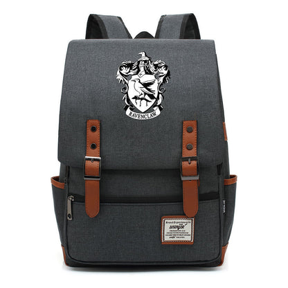School Of Witchcraft And Wizardry Printed Youth School Bag Casual Belt Buckle Classic Backpack 38*27*12.5cm