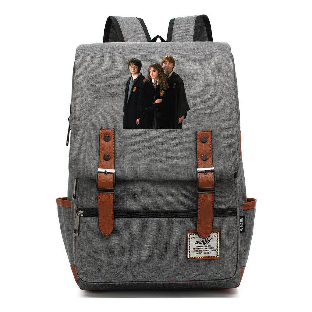 Academy Of Magic Print Teen Student School Bag For Men And Women Casual Belt Buckle Classic Backpack