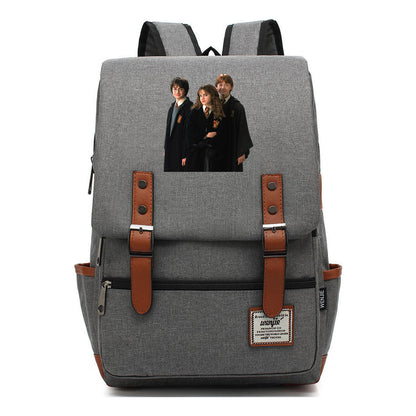 Academy Of Magic Print Teen Student School Bag For Men And Women Casual Belt Buckle Classic Backpack