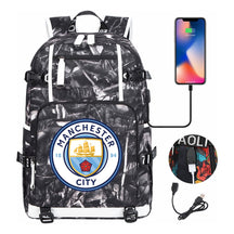 Sports Football Star Usb Printed Youth Student Backpack Leisure Travel Backpack