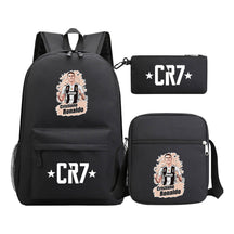 Sports star Cristiano Ronaldo printed youth student backpack 3-piece set for boys and girls backpack set