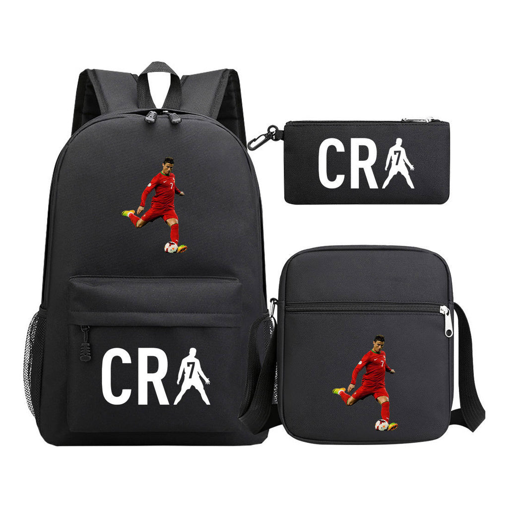 Football Star Cristiano Ronaldo Printed Youth Student Backpack 3pcs/Set Backpacks