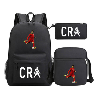 Football Star Cristiano Ronaldo Printed Youth Student Backpack 3pcs/Set Backpacks