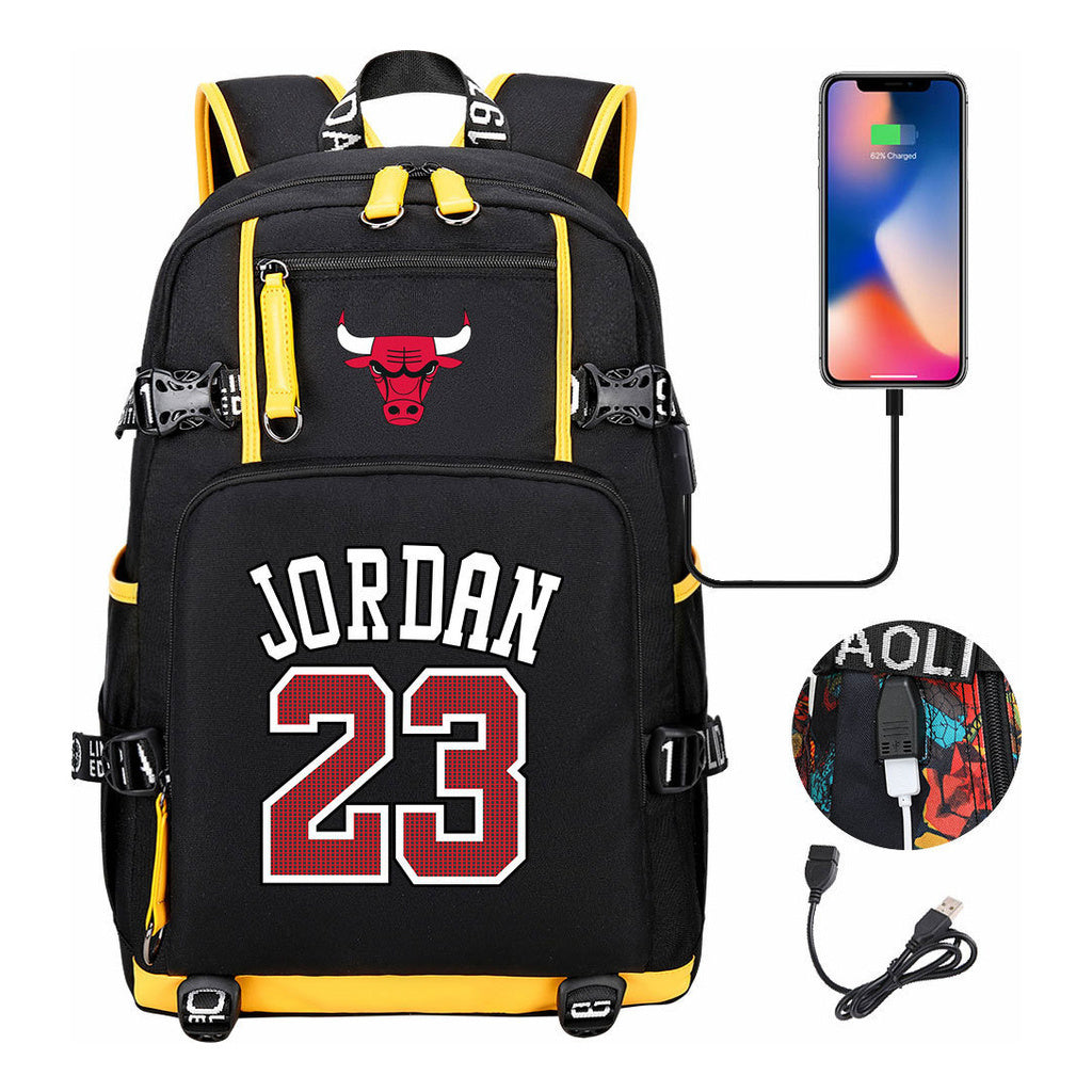 Sports Basketball Star Printed Usb Youth Student Backpack For Men And Women's Leisure Travel Backpack