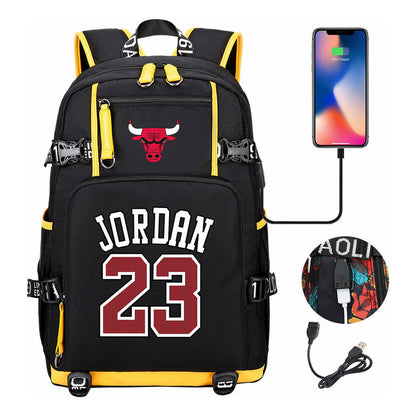 Sports Basketball Star Printed Usb Youth Student Backpack For Men And Women's Leisure Travel Backpack