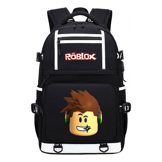 Roblox Game Printed Usb Youth Student Backpack For Men And Women's Leisure Travel Backpack
