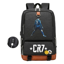 Football Star Cristiano Ronaldo Printed Usb Youth Primary And Secondary School Backpack For Boys And Girls Leisure Travel Backpack