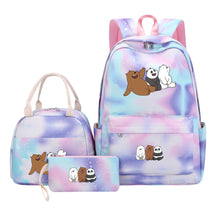 Cartoon Cute Three Cheap Bears Youth Student Girls School Bag Lunch Bag Three Piece Set Backpack Set