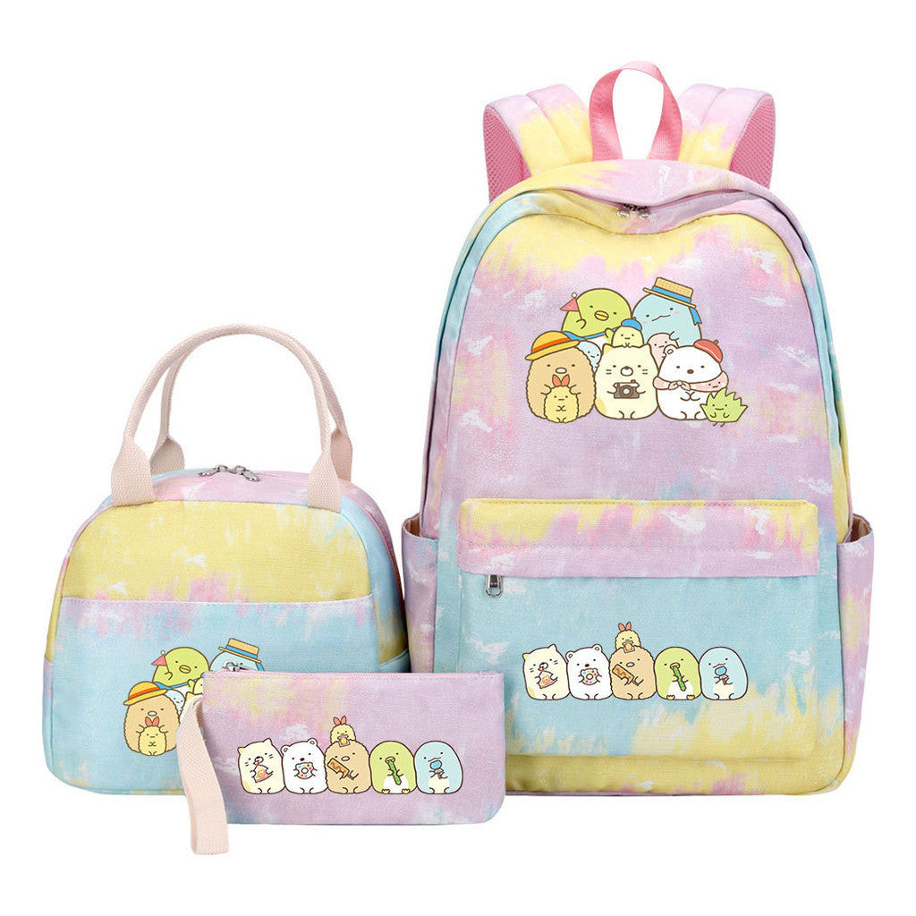 Game Corner Biology Youth Student Girls School Bag Lunch Bag Three Piece Set Backpack Set