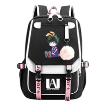 Comics My Heroes Academy Usb Student Backpack Casual Ribbon Flip Backpack