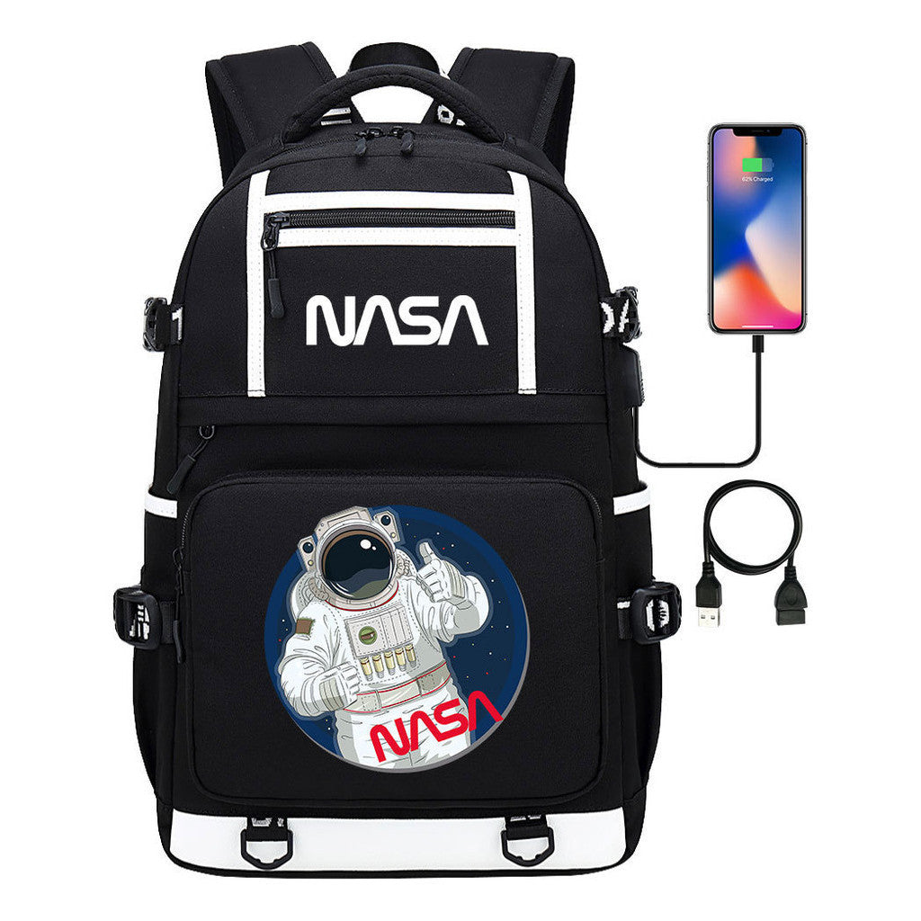 Fashionable Space Printed Usb Student Backpack Backpack Leisure Travel Backpack