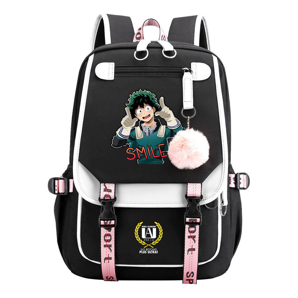 My Heroes Academy Usb Student Backpack, Casual Woven Strap Flip Back Backpack