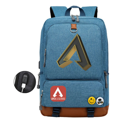 Apex Hero Print Usb Youth School Bag Leisure Travel Backpack