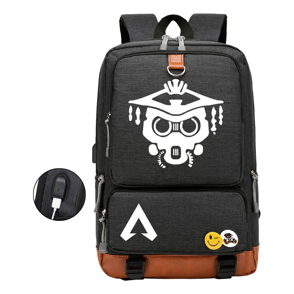 Apex Hero Print Usb Student Backpack For Leisure Travel Backpack