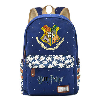 School Of Witchcraft And Wizardry Student Backpack With Floral Canvas Backpack