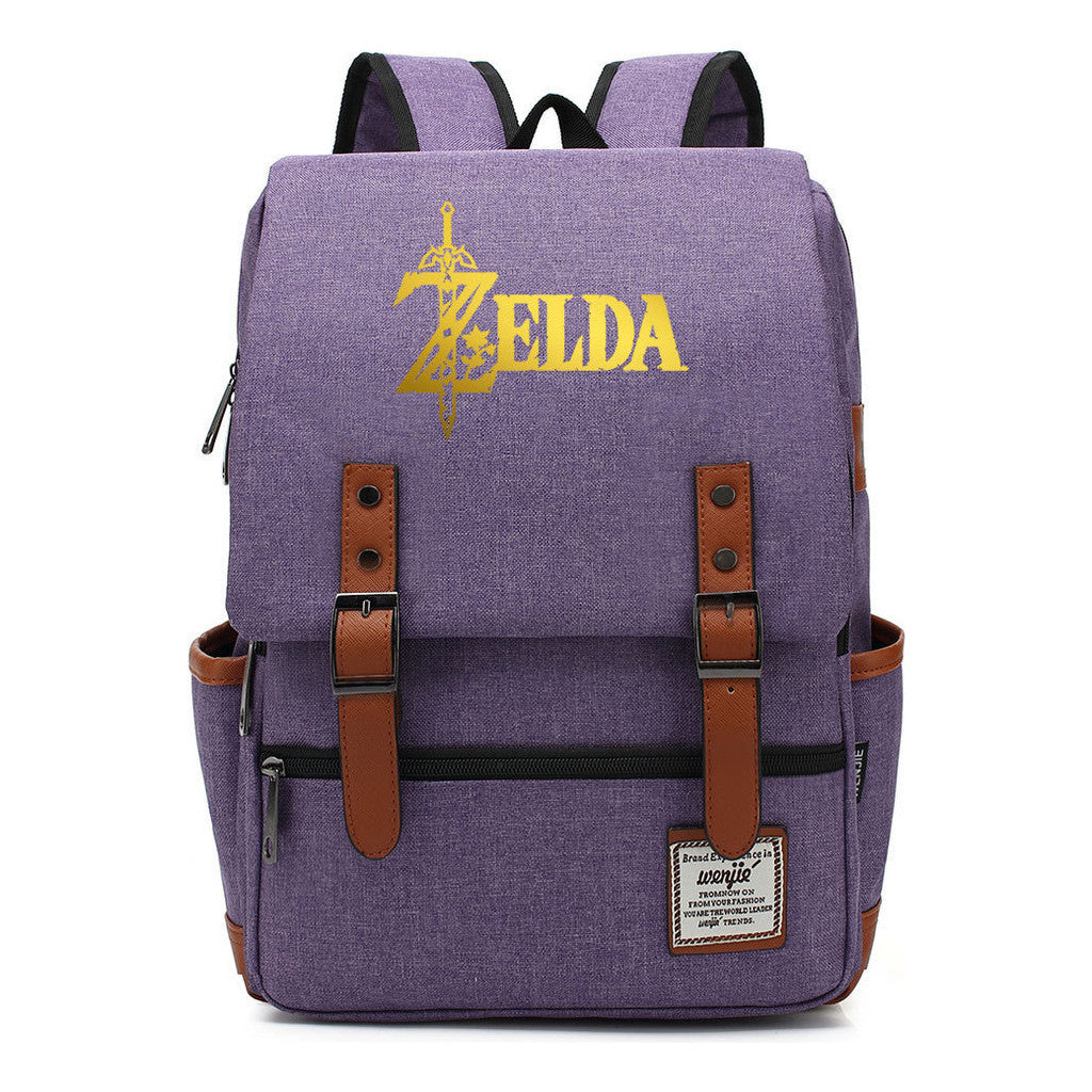 Golden Game Zelda Printed Youth Student Backpack For Men And Women, Casual Belt Buckle, Classic Backpack