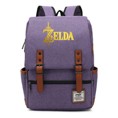 Golden Game Zelda Printed Youth Student Backpack For Men And Women, Casual Belt Buckle, Classic Backpack