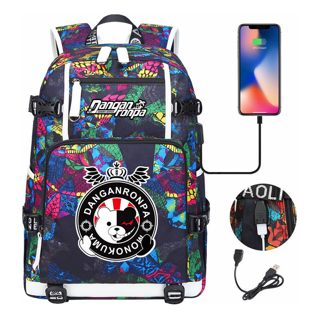 Bullet Theory Breaks Usb Large Capacity Youth Student Backpack Men's And Women's Leisure Travel Backpack
